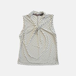 Tommy Hilfiger Women's Lined Sleeveless Ruched Polka Dot Blouse Size Large